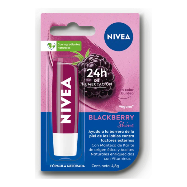 Bálsamo Labial Nivea Lip Blackberry 24h De Humectación 4.8g