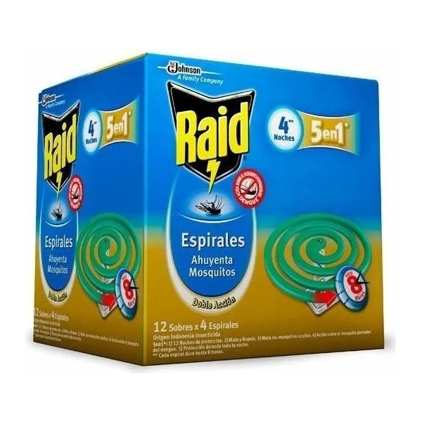 Raid Mosquitos Espiral X 48u Repele Doble Acción 48 Noches