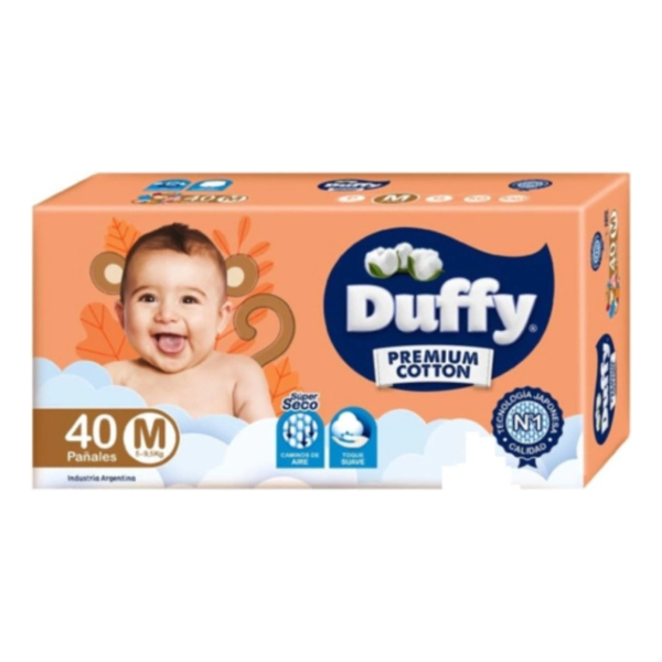 Pañales Bebes Duffy Cotton Premium Hiper Pack Talle M X 40u