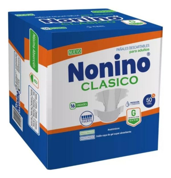 Pañal Nonino Clasico Anatomico Talle Grande X16u Con Gel