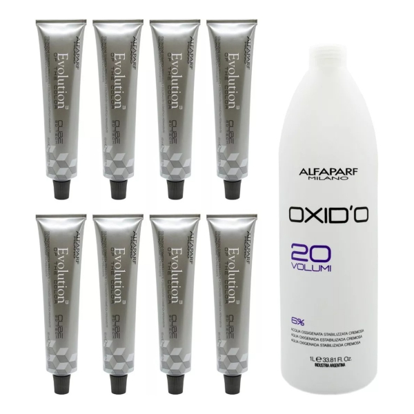 Kit Alfaparf Evolution X8 Tinturas + Oxidante 1lt A Elección