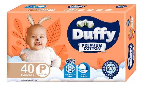 Pañales Bebés Duffy Cotton Premium Hiper Pack Talle P X 40u