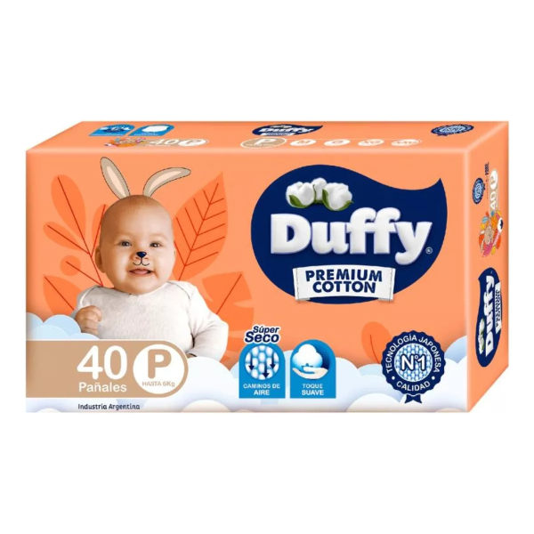 Pañales Bebés Duffy Cotton Premium Hiper Pack Talle P X 40u