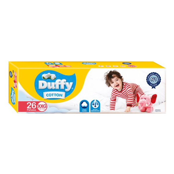 Pañales Duffy Cotton Talle Xxg Extra Grande Hiper Pack 26u