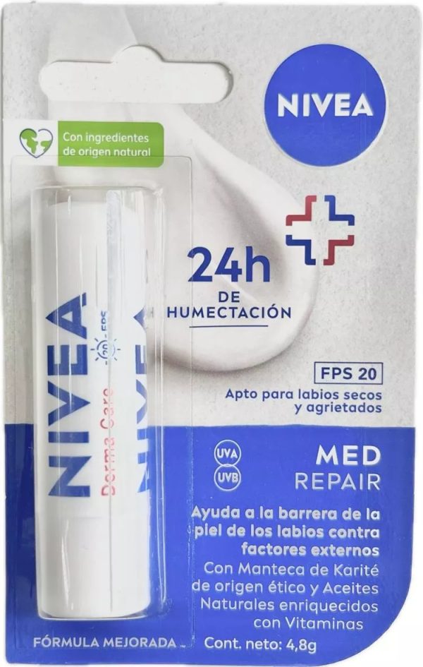 Protector Labial Humectante Nivea Derma Care Fps 20 4,8 Grs
