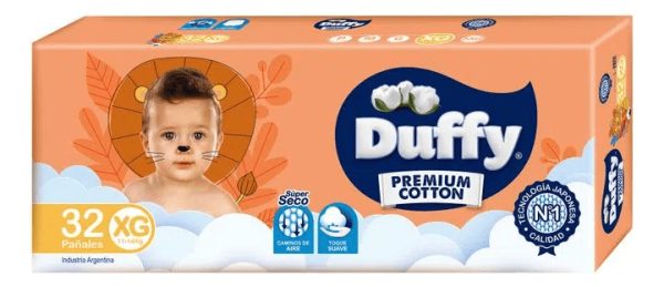 Pañales Bebés Duffy Cotton Premium Hiper Pack Talle Xg X 32u