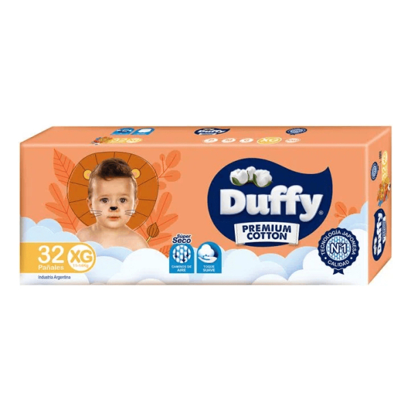 Pañales Bebés Duffy Cotton Premium Hiper Pack Talle Xg X 32u