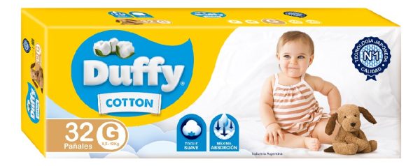 Pañales Para Bebes Duffy Cotton Hiper Pack Talle G X 32 Uni