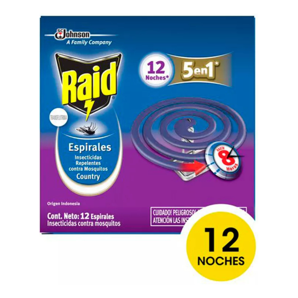 Espirales Raid Country X Caja De 12 Espirales Repelente
