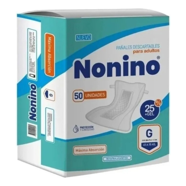 Pañales Descartables Para Adulto Nonino Grande Recto 50 Uni