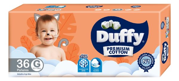 Pañales Bebés Duffy Cotton Premium Hiper Pack Talle G X 36u