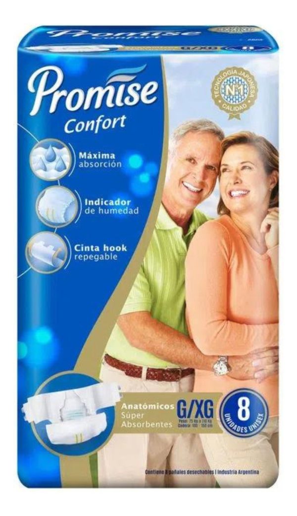 Pañales Para Adultos Promise Confort X 8u Talle G Unisex - Image 2