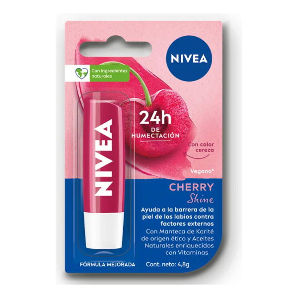 Nivea Protector Labial Cherry Shine Bálsamo Humectante 4.8g