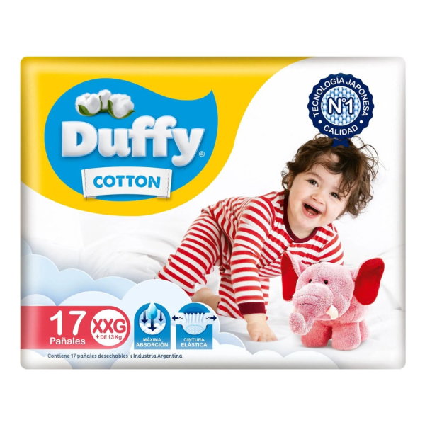 Pañales Para Bebé Duffy Cotton Mega Pack Talle Xxg X 17 Uni