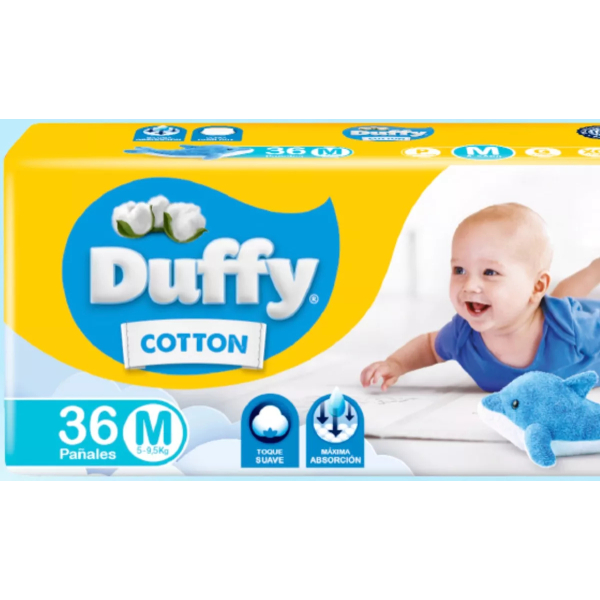 Pañales Para Bebés Duffy Cotton Hiper Pack Talle M X 36 Uni