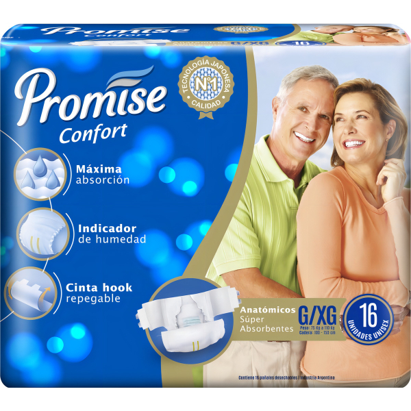 Pañales Adultos Promise Confort Talle G/xg X 16u Unisex