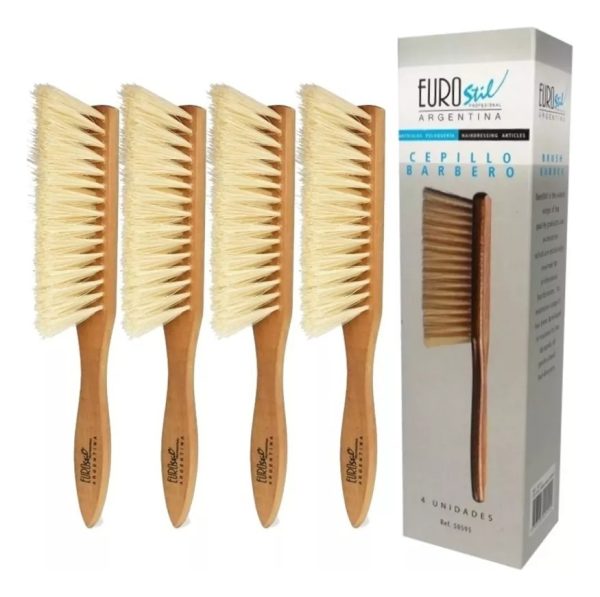 Eurostil X4 Cepillos Barbero Quita Pelo Madera Mango 50595