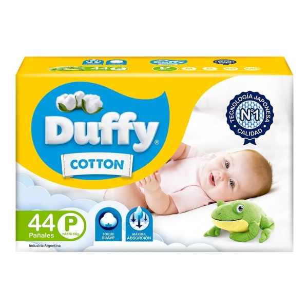 Pañales Bebé Duffy Cotton Hiper Pack Talle P X 40 Uni