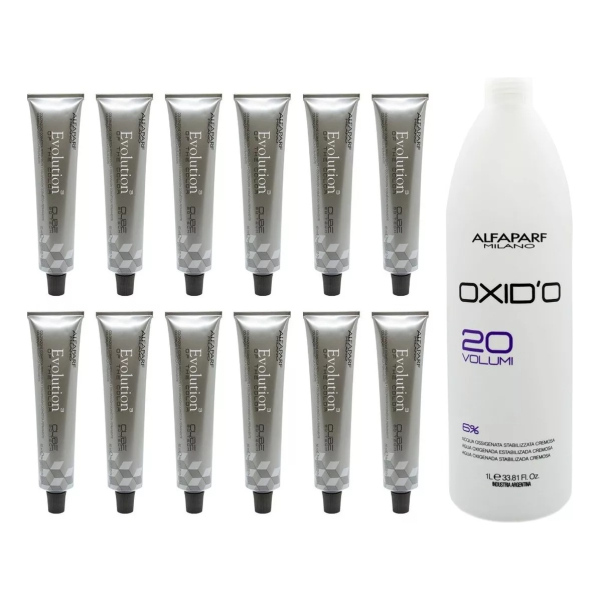 Alfaparf Evolution X 12 Tinturas + Oxidante X 1000ml