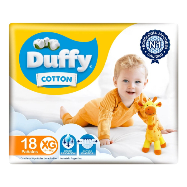 Pañales Para Bebés Duffy Cotton Mega Pack Talle Xg X 18 Uni