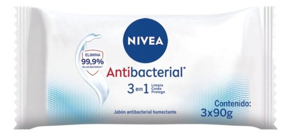 Nivea Jabon Barra Antibacterial 3 En 1 Pack 3x90g