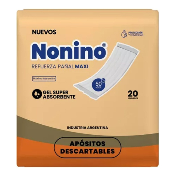 Apósitos Nonino Refuerza Pañal Maxi Gel Absorbente X20u