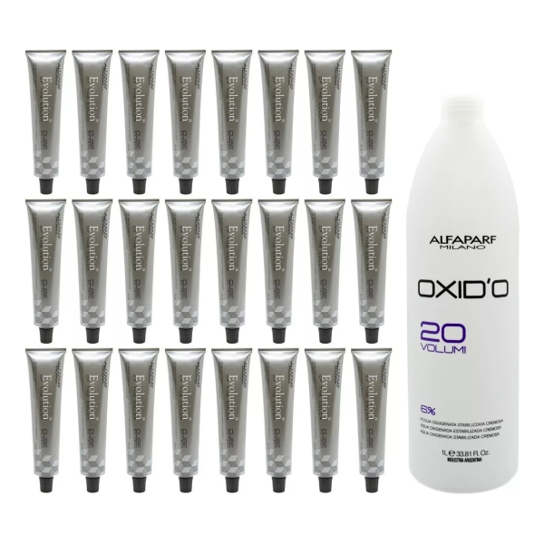 Kit 24 Tinturas Alfaparf Evolution + Oxidante X1l A Elección