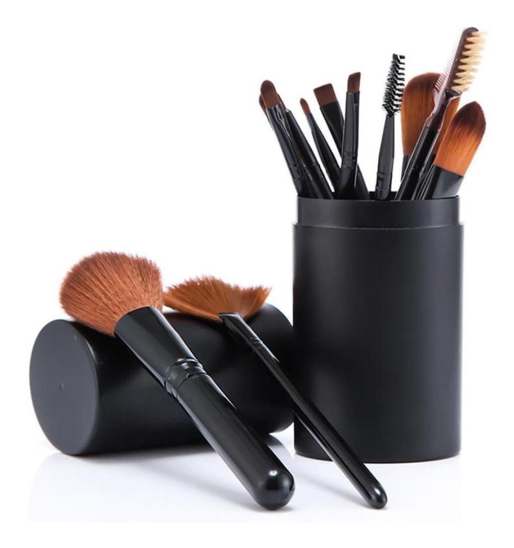 Set 12 Brochas Maquillaje Con Estuche Tubo - Image 2