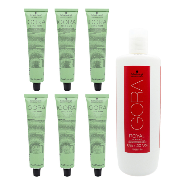 Schwarzkopf Igora Zero Amm X6 Tinturas + Oxidante 1lt