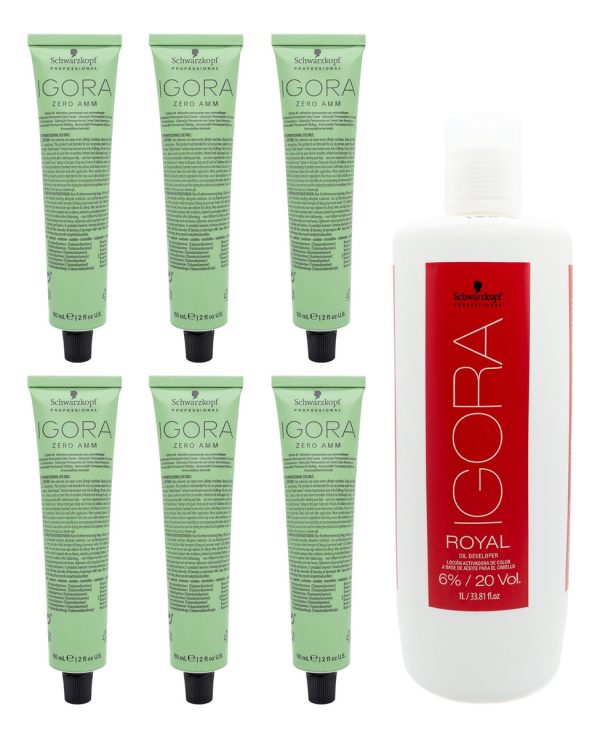 Schwarzkopf Igora Zero Amm X6 Tinturas + Oxidante 1lt