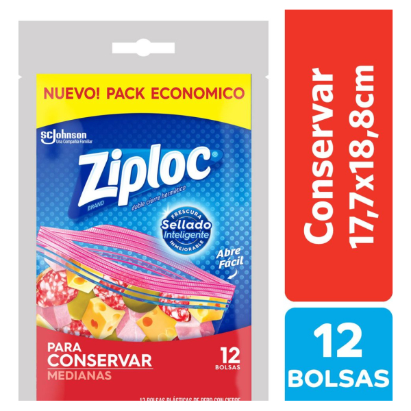 Ziploc Bolsa Conserva Mediana 12 Unidades Cierre Hermético - Image 2