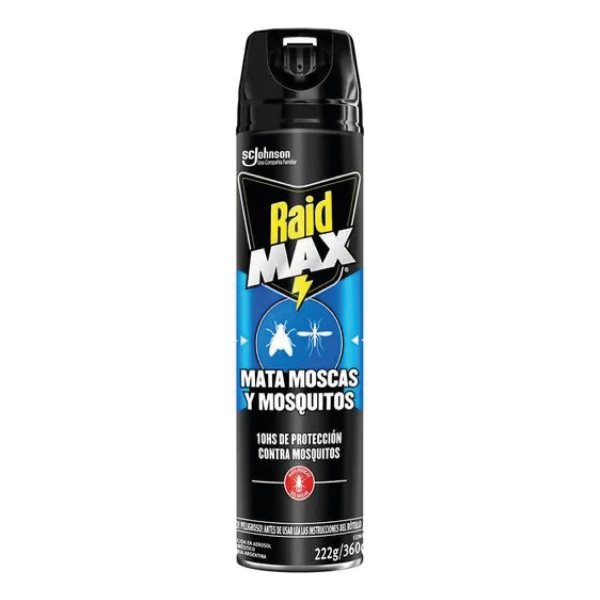 Insecticida Raid Max Moscas Y Mosquitos 10 Hs 360cc/222g