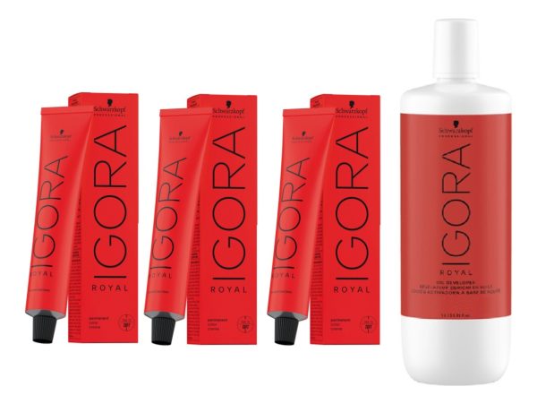 Schwarzkopf Kit 3 Tinturas Igora Royal + Oxidante 1 Litro