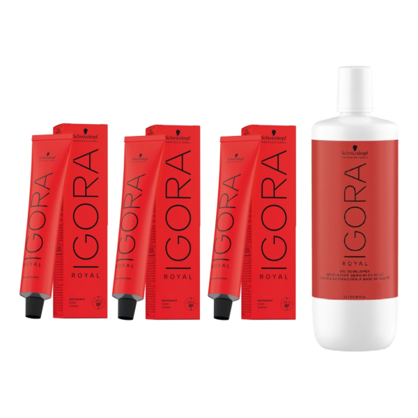 Schwarzkopf Kit 3 Tinturas Igora Royal + Oxidante 1 Litro