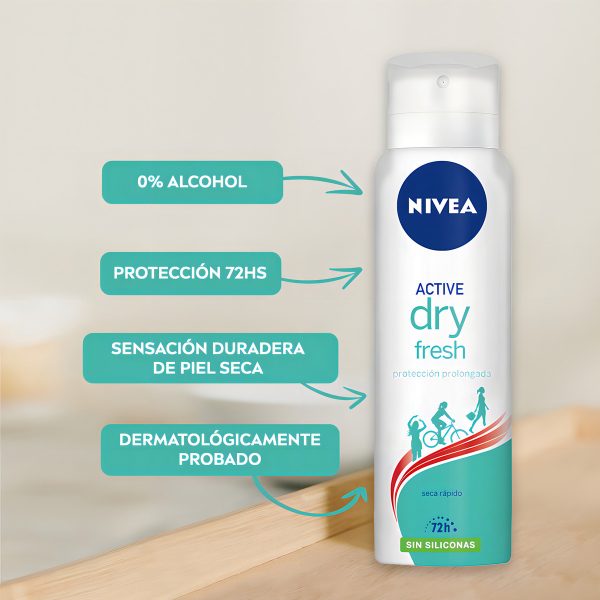 Desodorante Femenino Nivea Dry Fresh Sin Siliconas 150ml/90g - Image 3