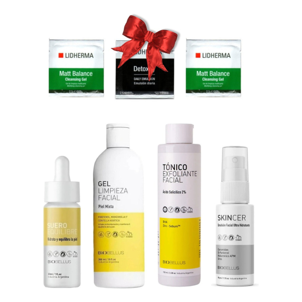Kit Piel Grasa Biobellus Gel + Tónico + Equilibre + Skincer