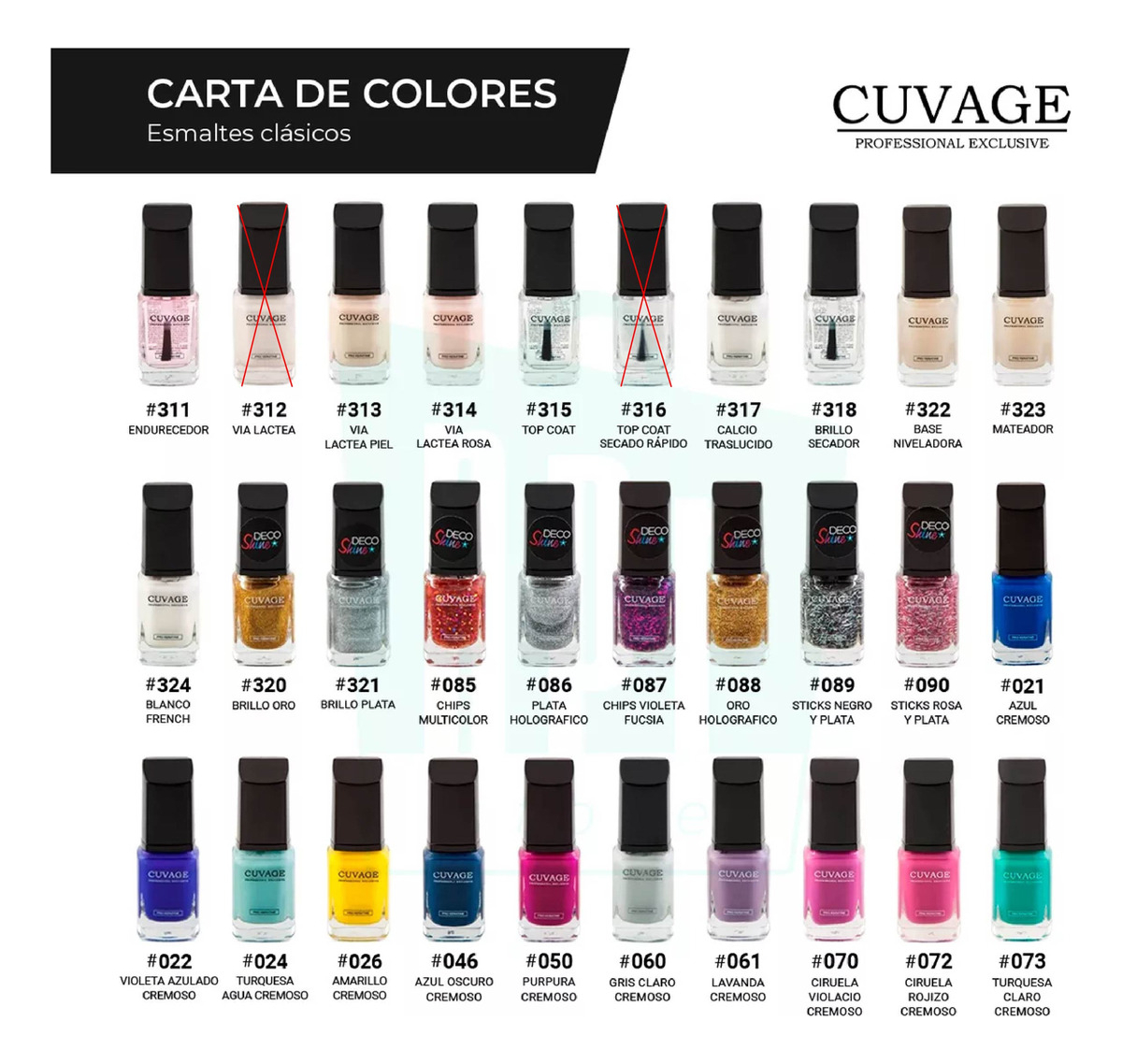 Kit X4 Esmaltes Tradicionales Cuvage X 11ml Color A Elección - Image 2