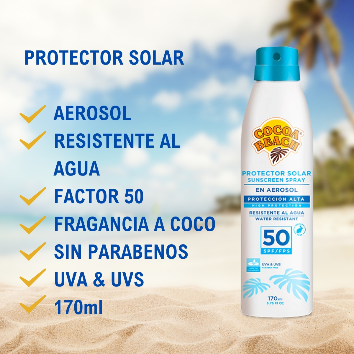 Protector Solar Cocoa Beach Fps Factor 50 X170ml Aerosol - Image 4