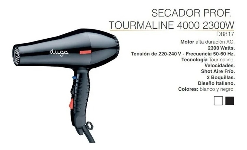 Secador De Pelo Duga Tourmaline 4000 D8817 Negro 2300w - Image 3