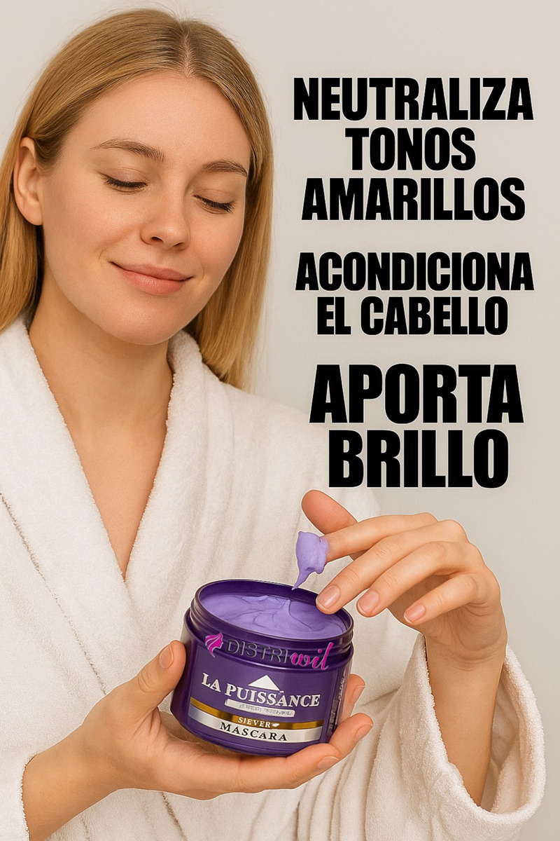 Tratamiento Capilar Matizador La Puissance Silver X250ml Ideal Uso Profesional Estetica Peluqueria Salon - Elimina Tonos Amarillos Para Un Rubio Natural - Image 5