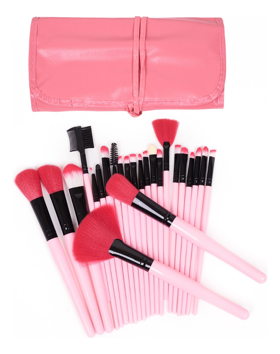 Set 24 Brochas Maquillaje Profesional Estuche Pinceles Gugus