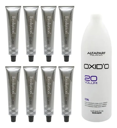 Kit Alfaparf Evolution X8 Tinturas + Oxidante 1lt A Elección