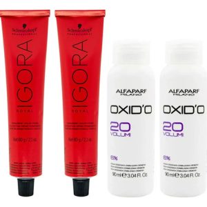 Schwarzkopf Tinturai Igora Royal 2 + 2 Oxidante Alfaparf X90 Sin Tono