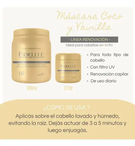 Fidelite Mascara De Coco Y Vainilla Restauradora X 270g - Imagen 8